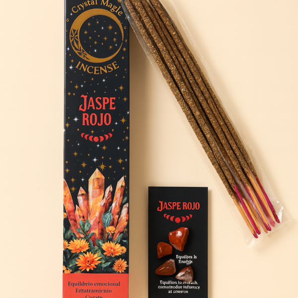 Incienso Jaspe Rojo Crystal Magic – Energía, Equilibrio y Protección (15 g)