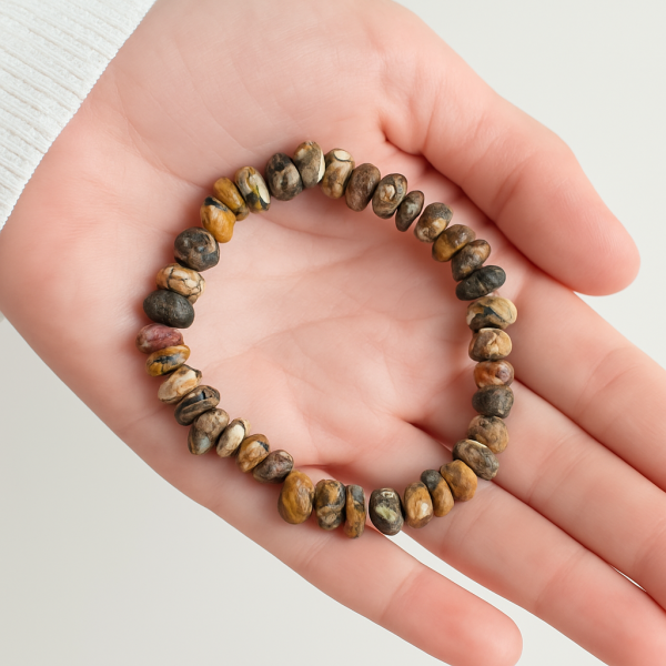 PULSERA CHIP Jaspe Piel de Leopardo – Raíz, Corazón y Cambio Consciente