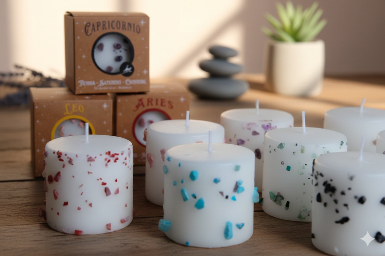 Gemini_Generated_Image_1kee7c1kee7c1kee Colección Astral: Velas de Cumpleaños (Zodíaco y Piedras Naturales) - Imagen 1