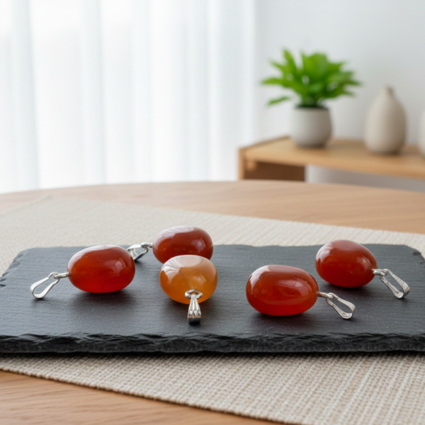 Colgante de Ágata Carneola en Plata – Amuleto de Vitalidad "Gota de Sol"