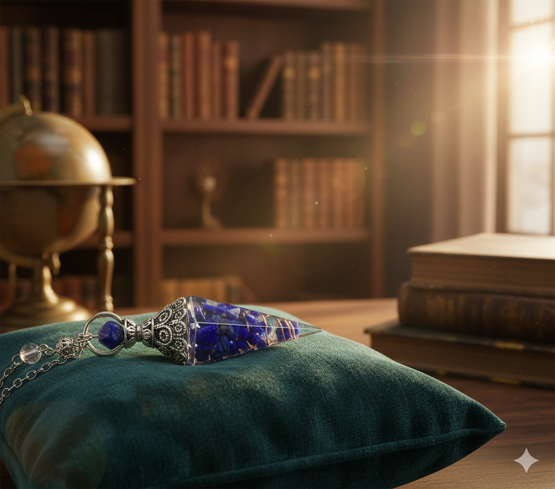 Gemini_Generated_Image_8u42e58u42e58u42 Péndulo de Orgonita: Lapislázuli (La Piedra de la Verdad y la Sabiduría) - Imagen 1