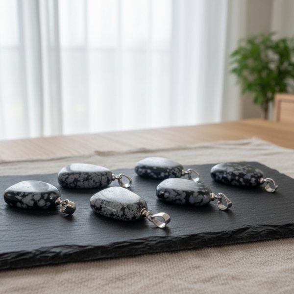 Colgante de Obsidiana Nevada – Escudo de Equilibrio y Protección Laboral (15-20mm)