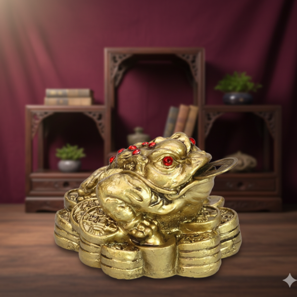Sapo de la Fortuna (Jin Chan) - Resina Dorada y Cristales7x5cm