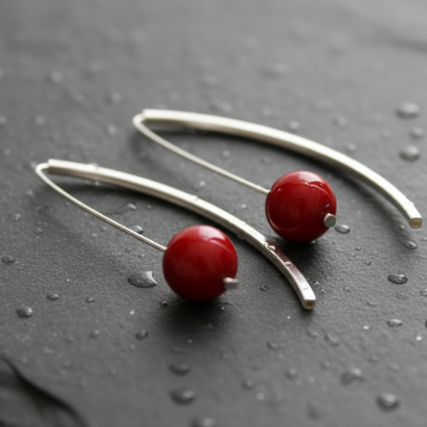 PENDIENTES PLATA CORAL BAMBU