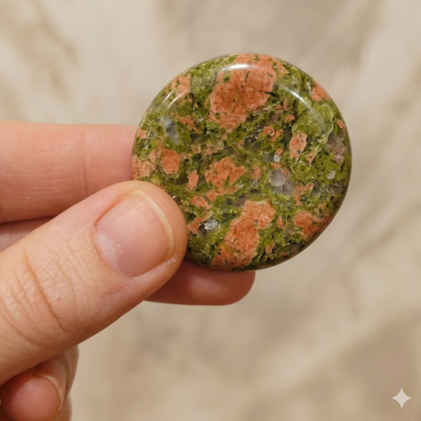 Piedra de Unakita Natural Pulida - Forma Plana y Circular