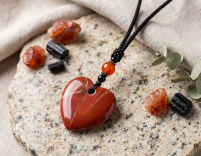 Colgante de Corazón en Jaspe Rojo Natural