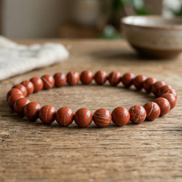 Pulsera de Jaspe Rojo Natural – Esferas de 6 mm