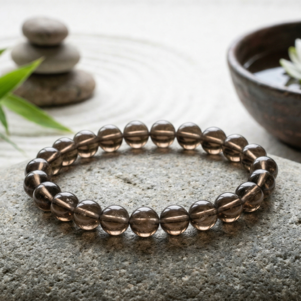 Pulsera de Cuarzo Ahumado – Esferas de 6 mm