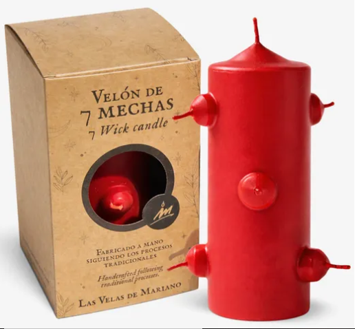 Velón de 7 Mechas Rojo: Liberación de Ataduras Emocionales y Lazos Tóxicos