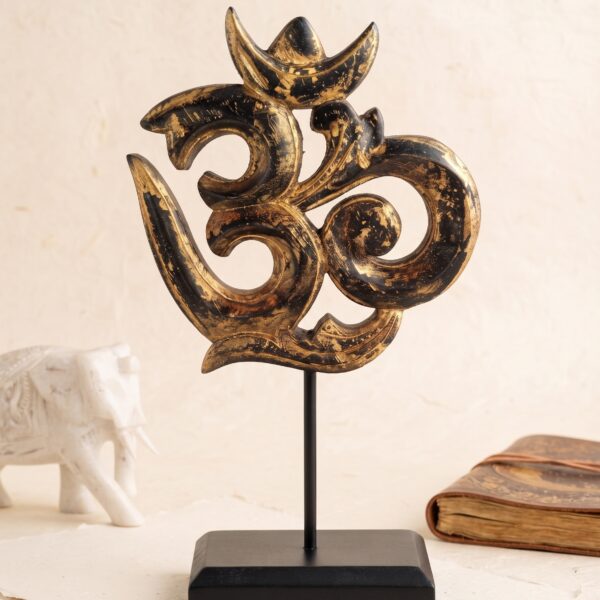 Escultura Decorativa del Símbolo Om con Soporte