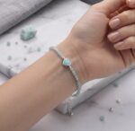 Pulsera Corazón con Amazonita y Baño de Plata - Imagen 2