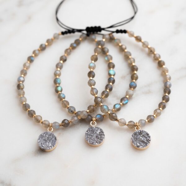 Pulsera de Labradorita y Baño de Oro de 18K
