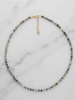Gargantilla Ágata Musgosa Facetada y Baño de Oro 18K
