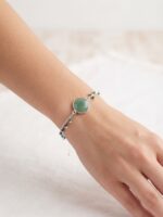 Pulsera  de Esmeralda con Baño de Plata