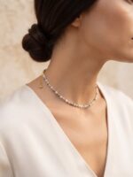 Gargantilla Minimalista de Piedra Luna Facetada y Baño de Oro 18K - Imagen 2