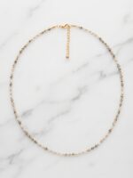 Gargantilla Minimalista de Piedra Luna Facetada y Baño de Oro 18K