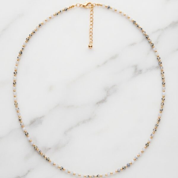 Gargantilla Minimalista de Piedra Luna Facetada y Baño de Oro 18K