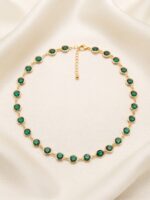 Gargantilla de Esmeralda con Baño de Oro de 18K