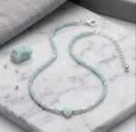Pulsera Corazón con Amazonita y Baño de Plata