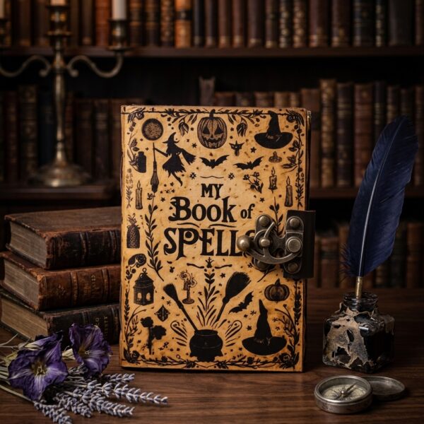Grimorio de Cuero "My Book of Spells" (Libro de Hechizos)