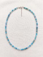 Collar / Gargantilla de Ágata Azul Natural con Cierre de Acero