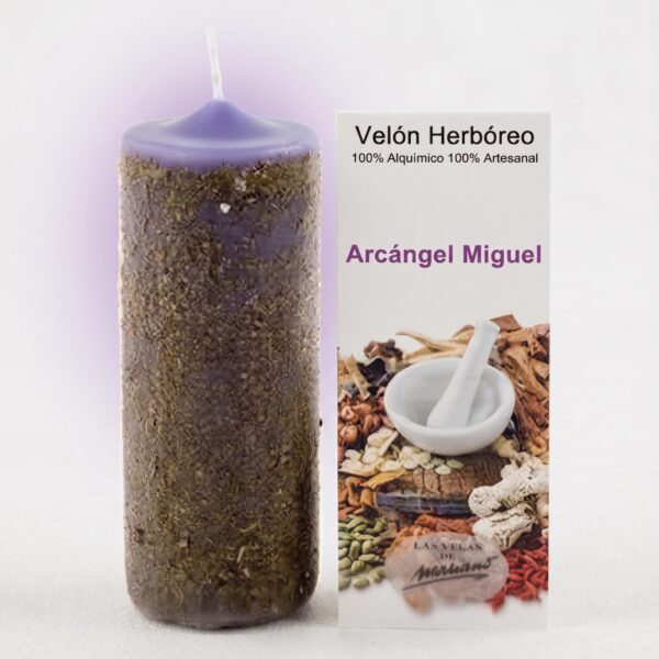 Velón Herbóreo Arcángel Miguel Velón Herbóreo Arcángel Miguel Velón Herbóreo Arcángel Miguel Velón herbóreo Arcángel Miguel con hierbas para purificación, protección y limpieza espiritual