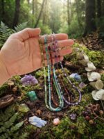 Collar / Gargantilla de Ágata Blanca y Multitono Natural con Cierre de Acero - Imagen 2