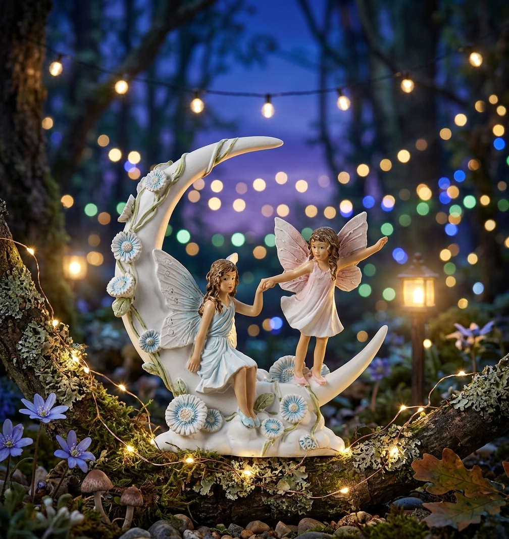 Gemini_Generated_Image_1ynr0q1ynr0q1ynr Figura de Hadas en la Luna con Flores Azules (13 cm) - Imagen 1
