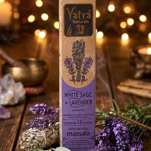 Incienso Massala Yatra Naturals - Salvia Blanca y Lavanda / White Sage + Lavender (15g)