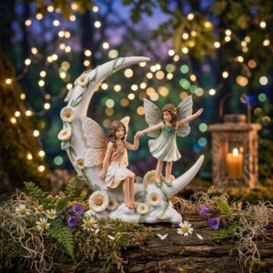 Figura de Hadas con Margarita en la Luna (13 cm)