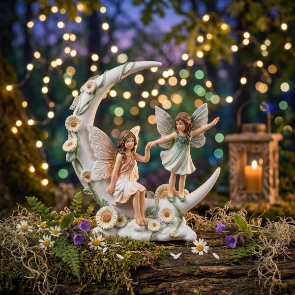 Figura de Hadas con Margarita en la Luna (13 cm)