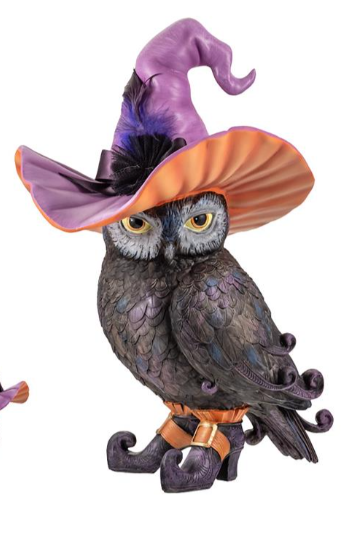 Figura de Búho Hechicero con Sombrero de Bruja (37 cm)